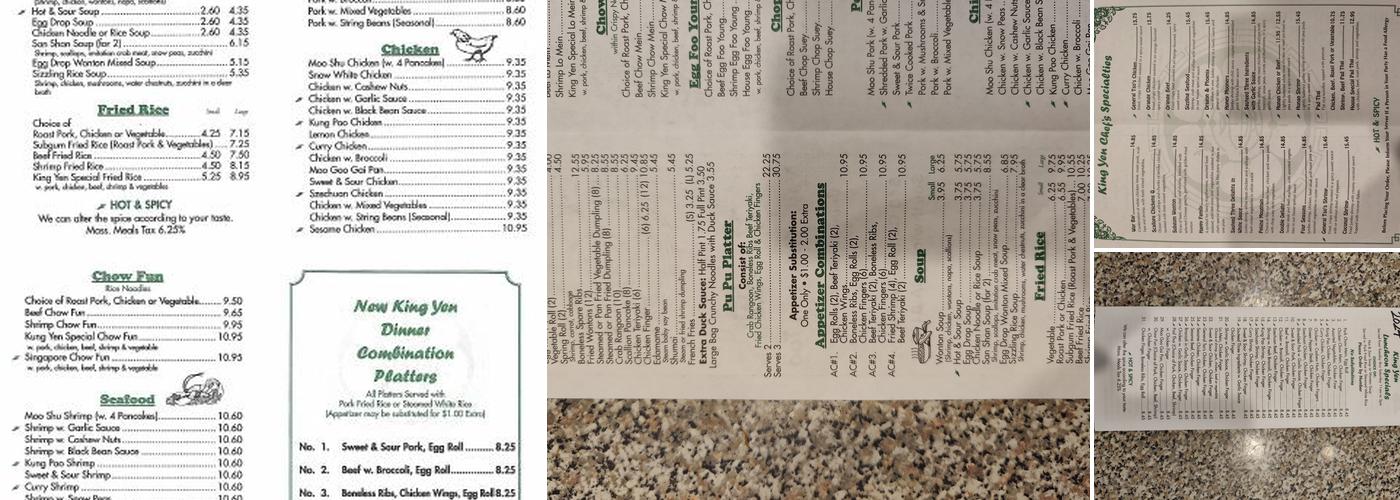 New King Yen Too Chinese Menu