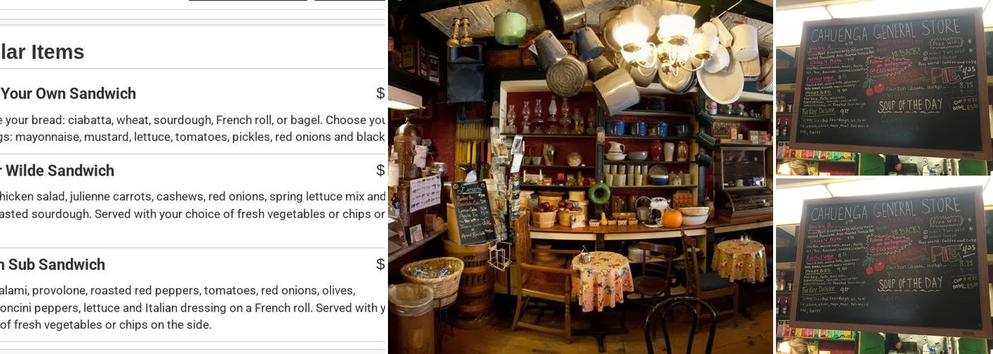 Cahuenga General Store Menu