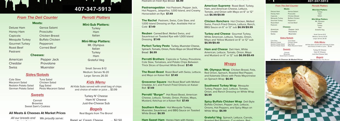 Perrotti's NY Deli Menu