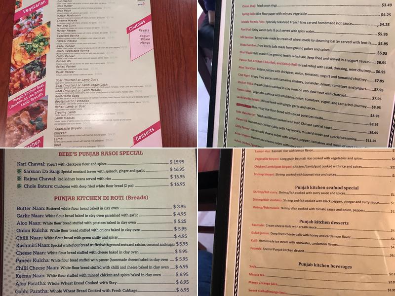 Punjab Kitchen Menu