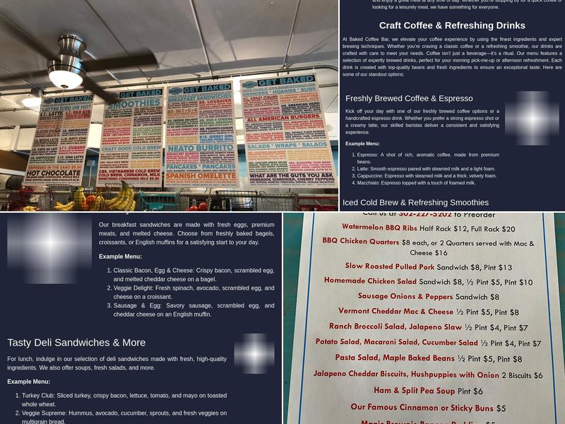 BAKED Coffee Bar Menu