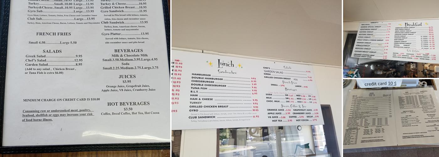 Sunrise Restaurant Menu