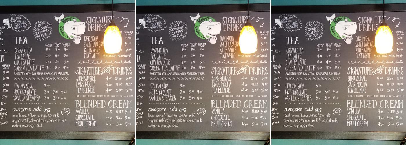 Moby's Coffee & Tea Co. Menu