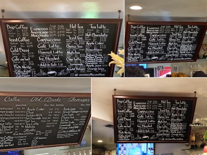 Aroma Coffee & Tea Co Menu