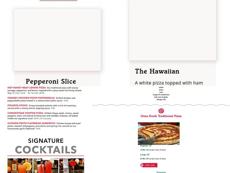 Grotto Pizza Menu
