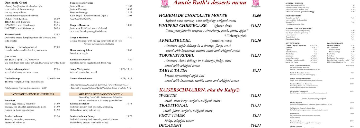 Kaisy's Delights Menu