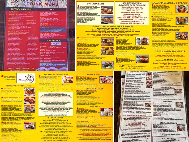 Red Maple Toluca Lake Menu
