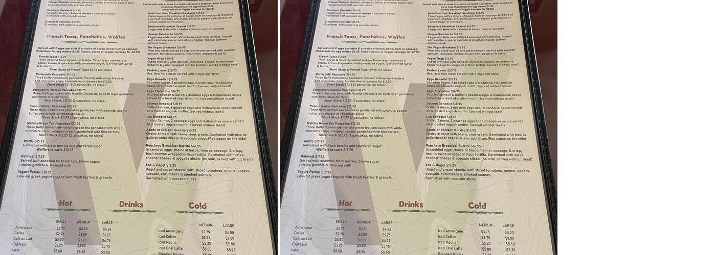 V Boulevard Cafe Menu