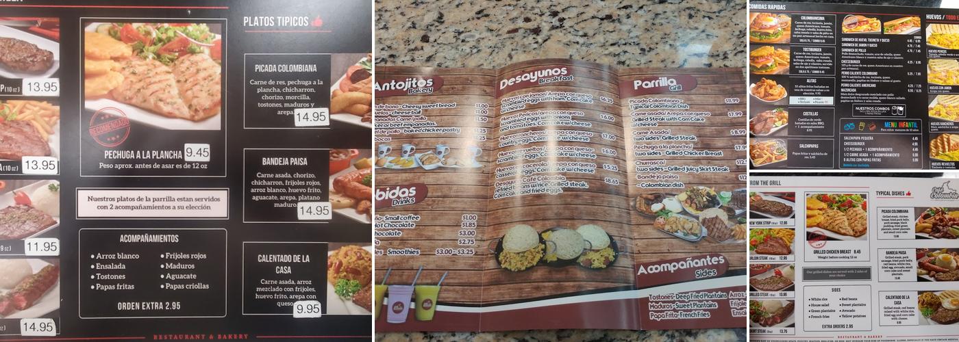 Café Colombia Restaurant & Bakery Menu