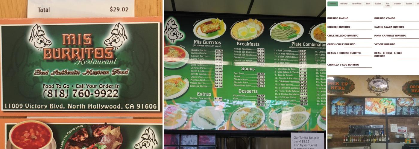 Mis Burritos Menu
