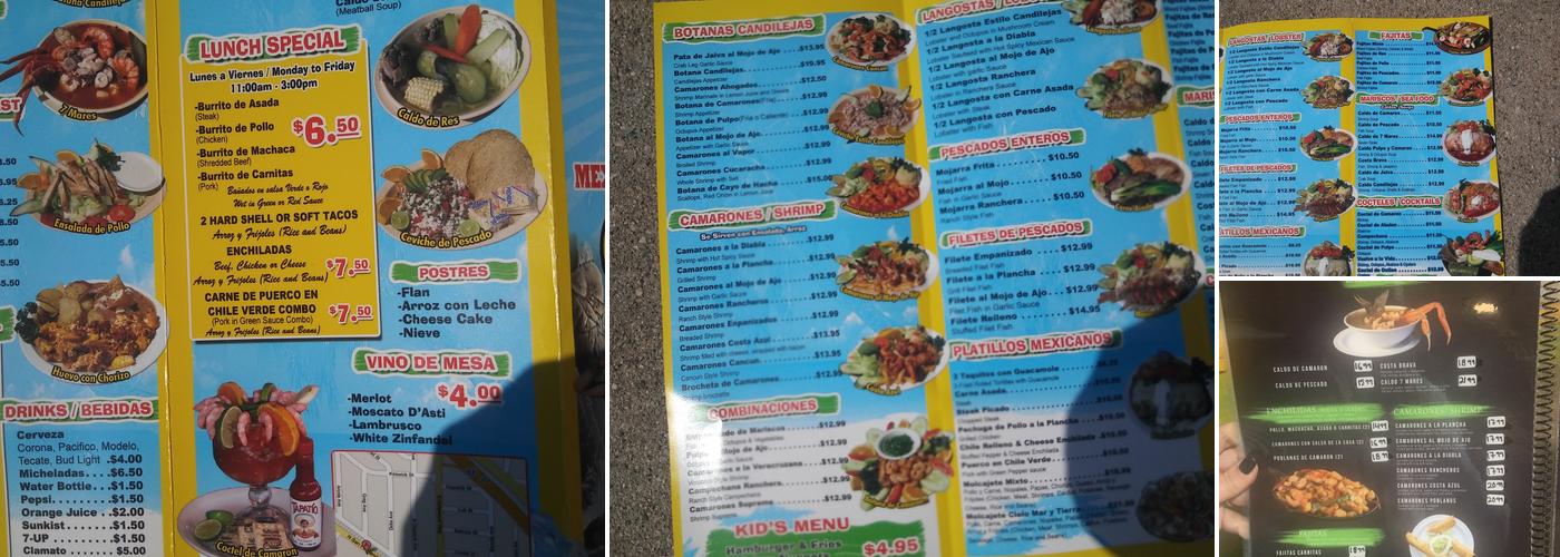 Candilejas Restaurant Menu