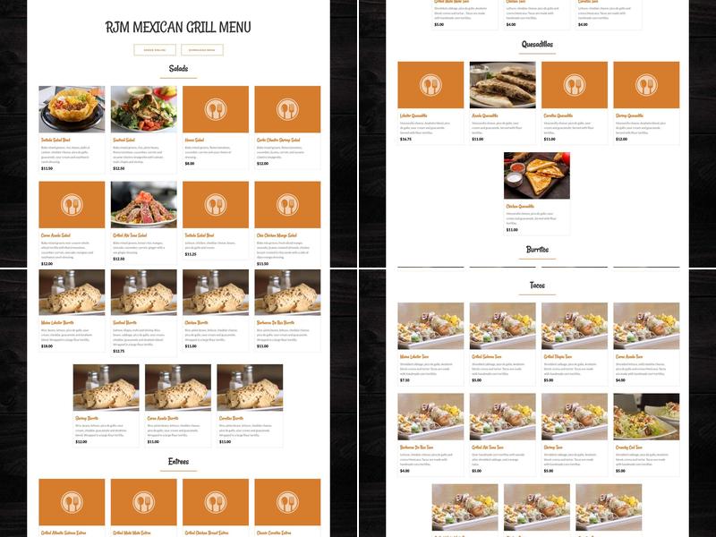 RJM Mexican Grill Menu