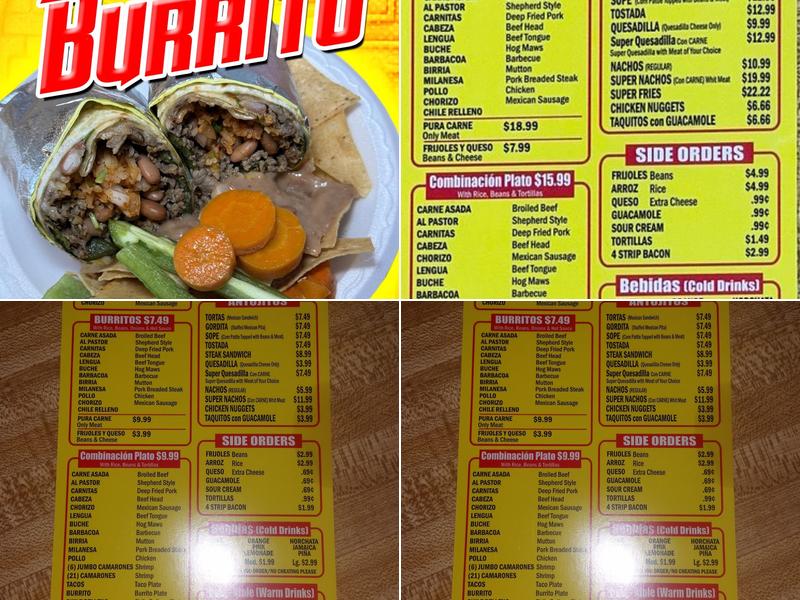 Rigos Taco Menu