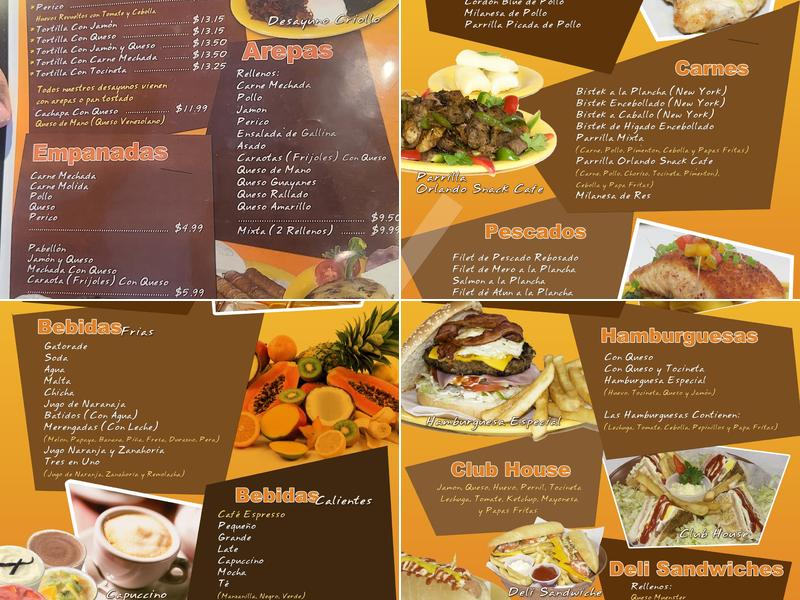 Orlando Snack Cafe Menu