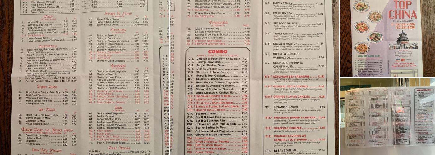 Top China Menu