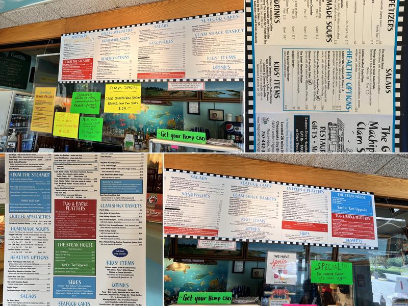 The Great Machipongo Clam Shack Menu