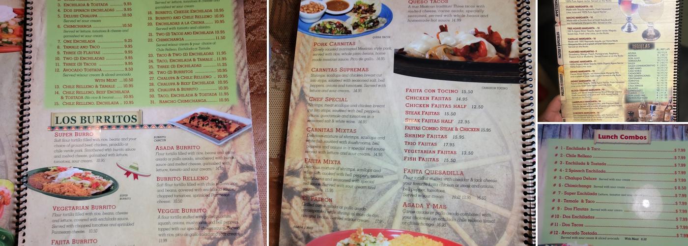 Rancho Chico Menu