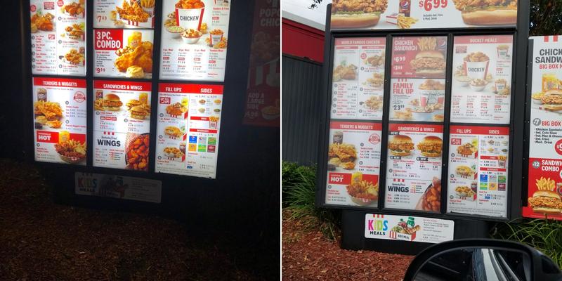 KFC Menu