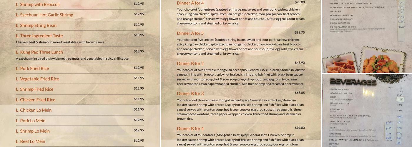 Century Dragon Menu