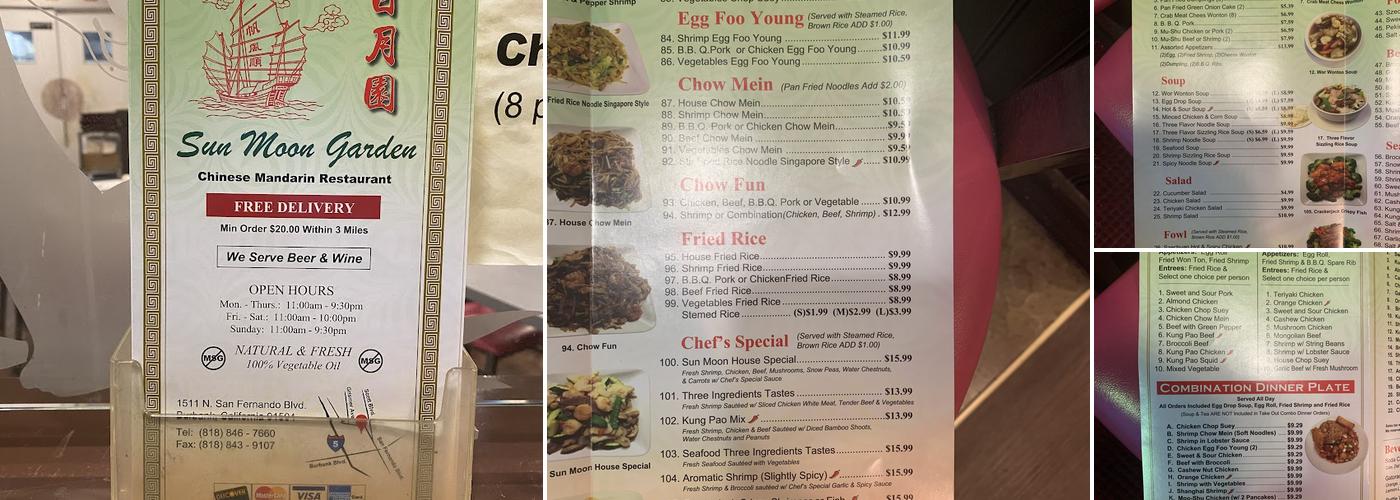 Sun Moon Garden Menu