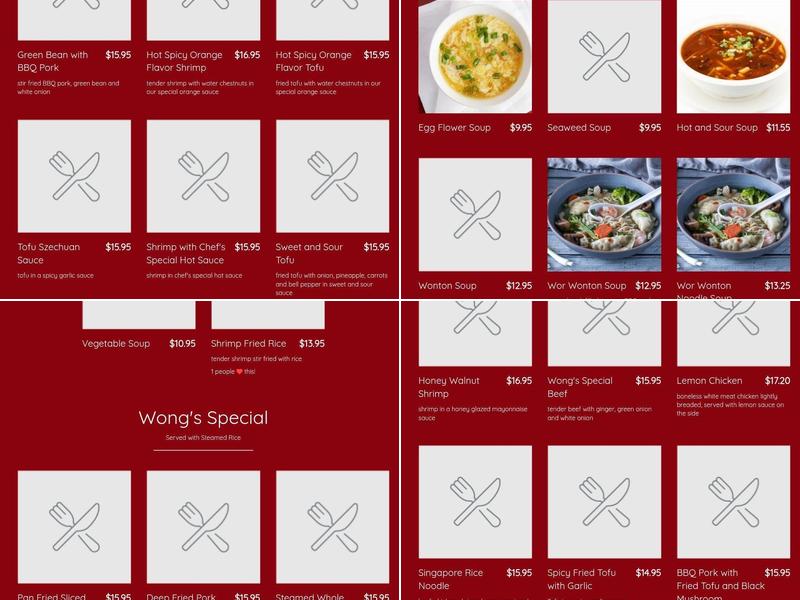 Wong's Kitchen Menu