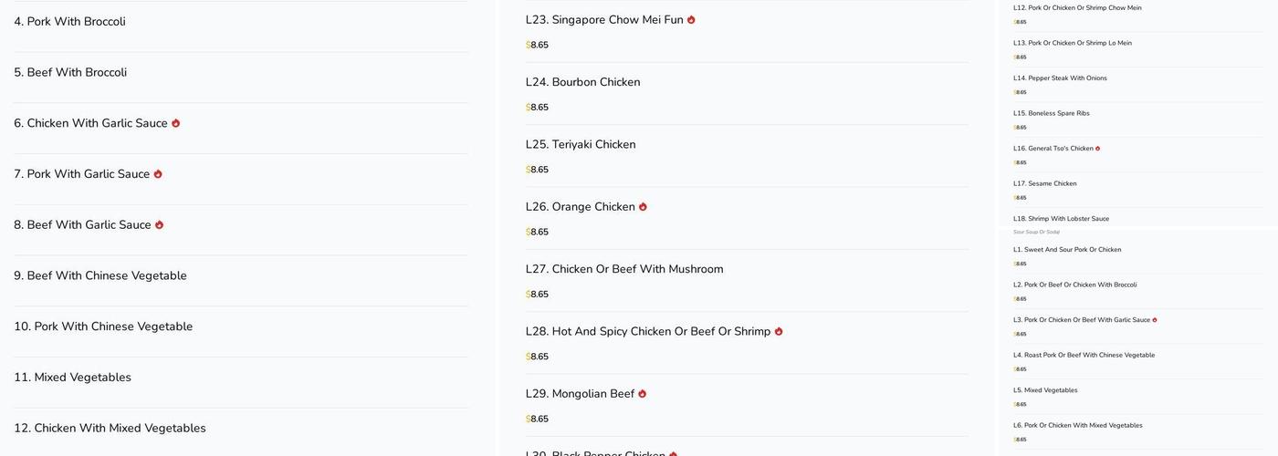 Great Wall Restaurant Menu