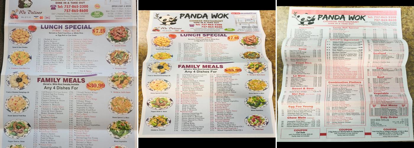 Panda wok Restaurant Menu