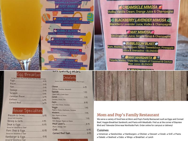 Mom & Pops Family Restaurant Menu