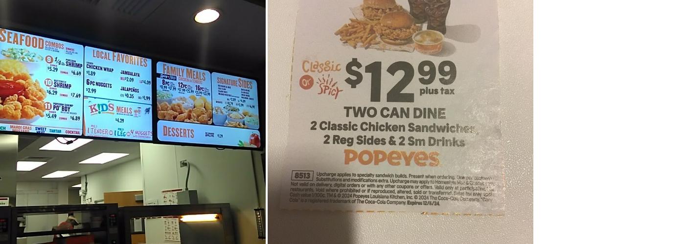 Popeyes Louisiana Kitchen Menu