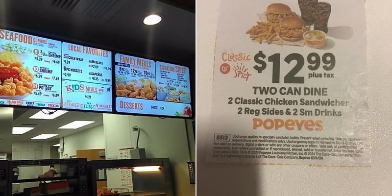 Popeyes Louisiana Kitchen Menu