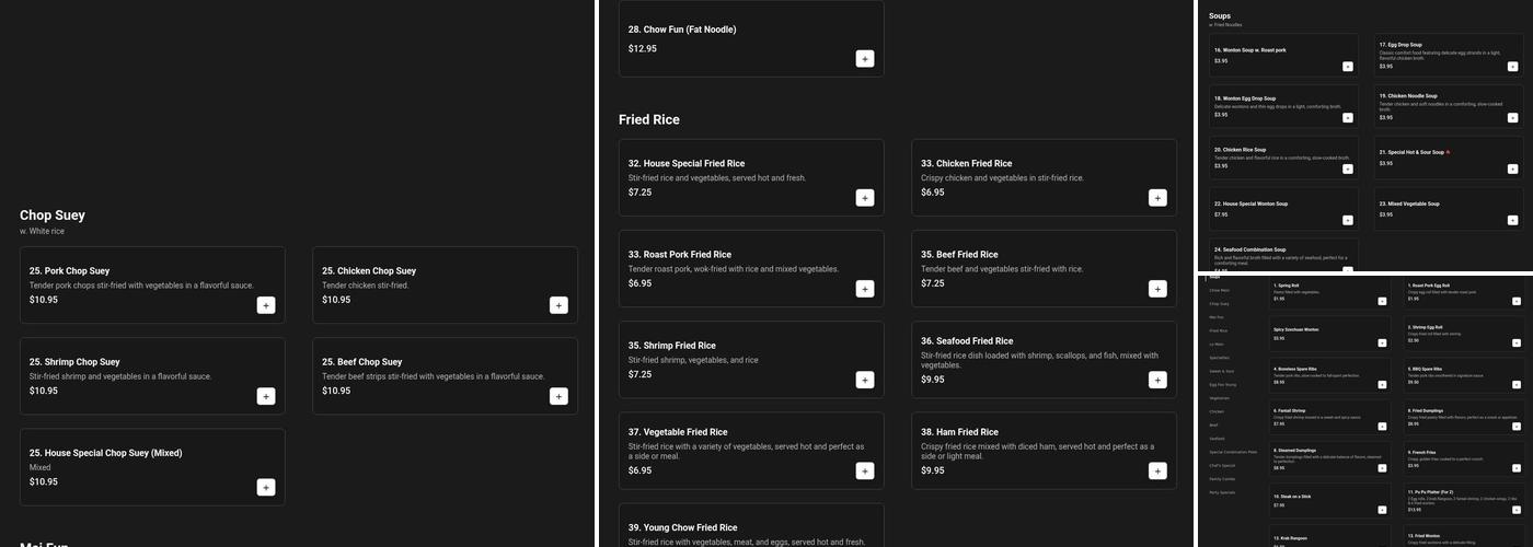 No. One Chinese Restaurant Menu