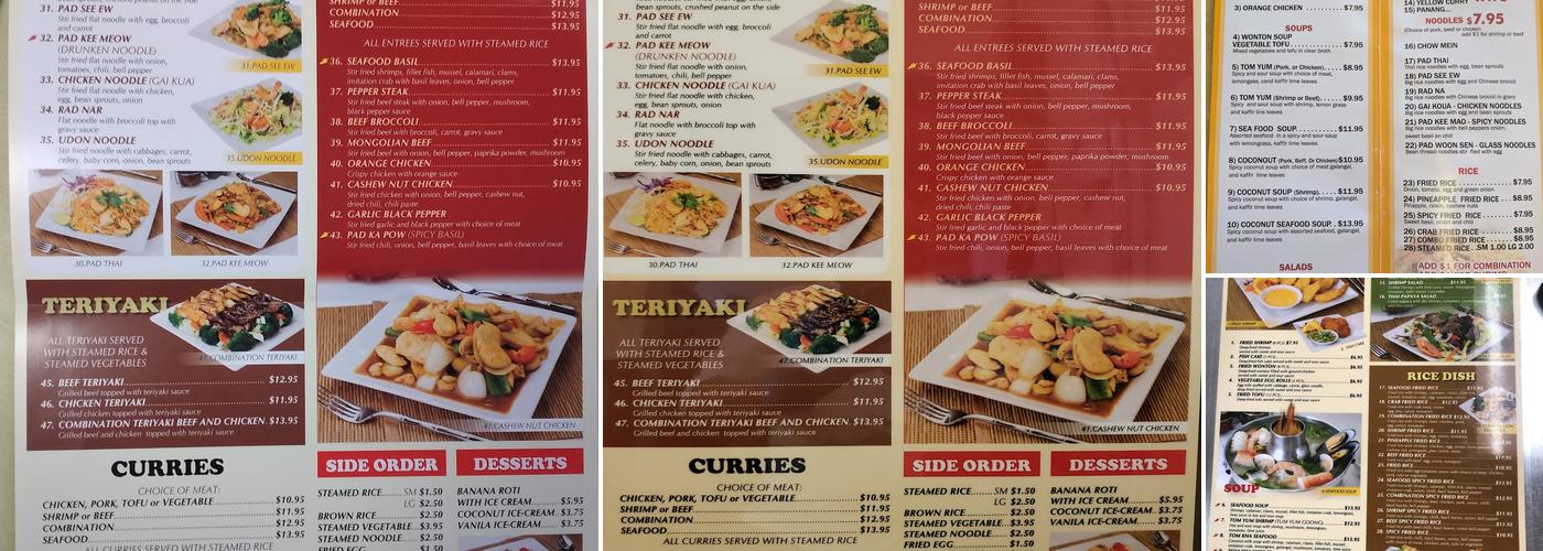Cha Cha 8 Thai Food Menu