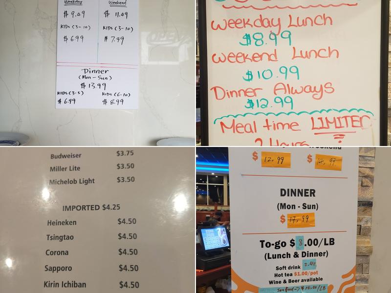 Hokkaido Chinese & Japanese Buffet Menu