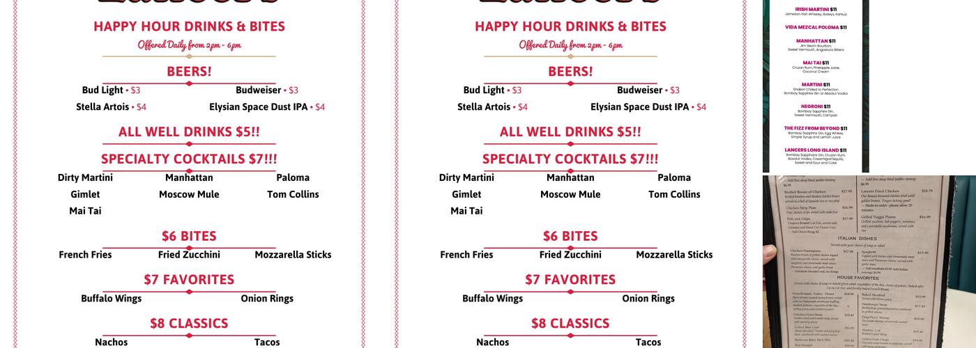 Lancers Family Restaurant Menu