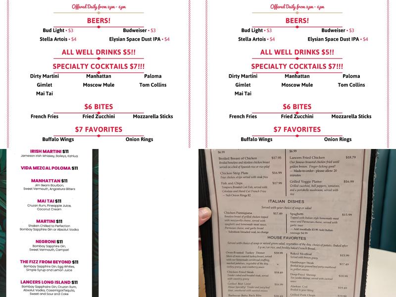 Lancers Family Restaurant Menu