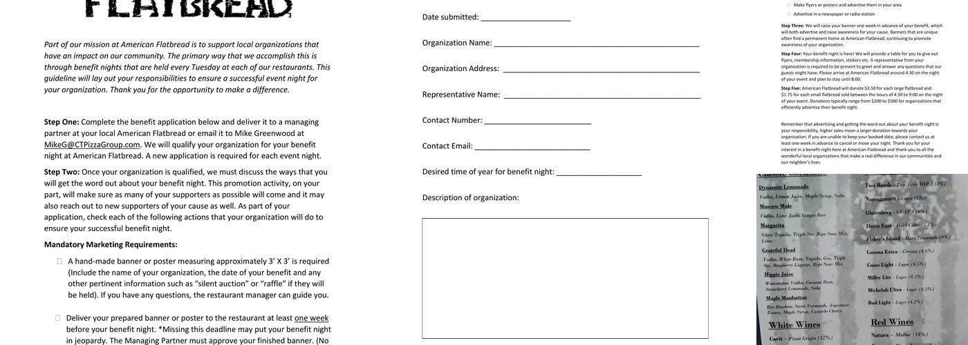 American Flatbread - Canton, CT Menu