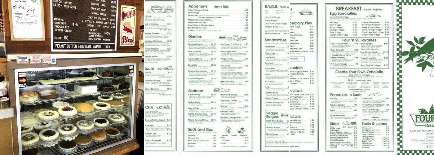 Four ‘N 20 Menu