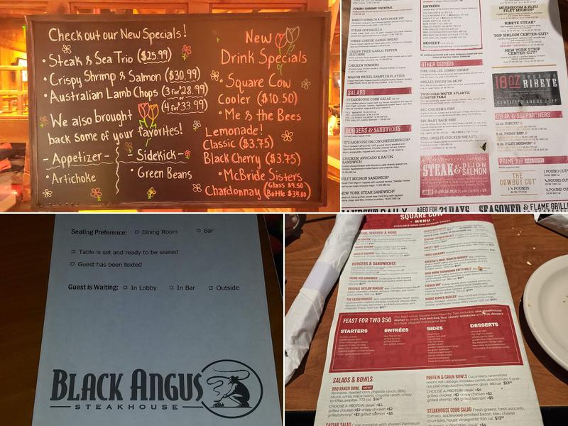 Black Angus Steakhouse Menu