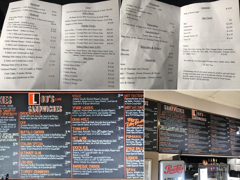 Lou's Cafe Menu
