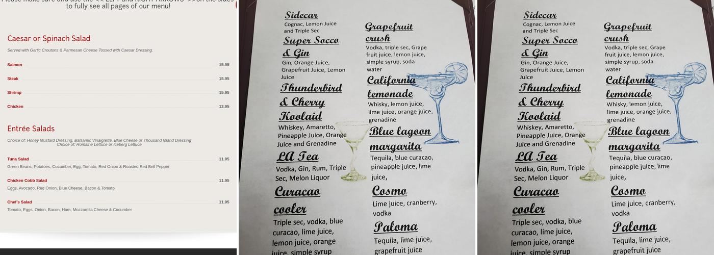 Delmonico's Steak and Lobster House Menu