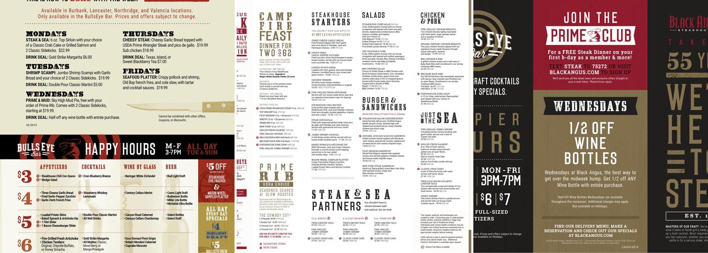 Black Angus Steakhouse Menu
