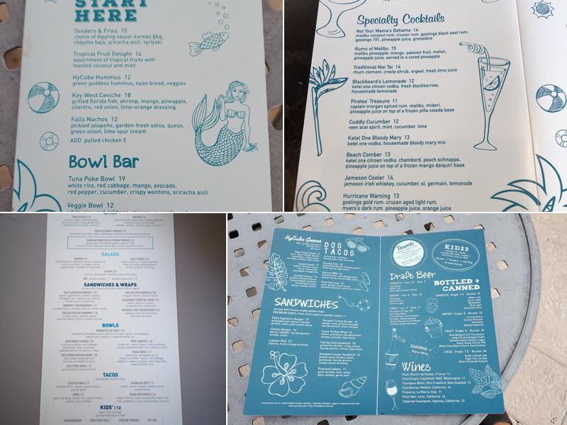 Falls Pool Bar & Grill Menu