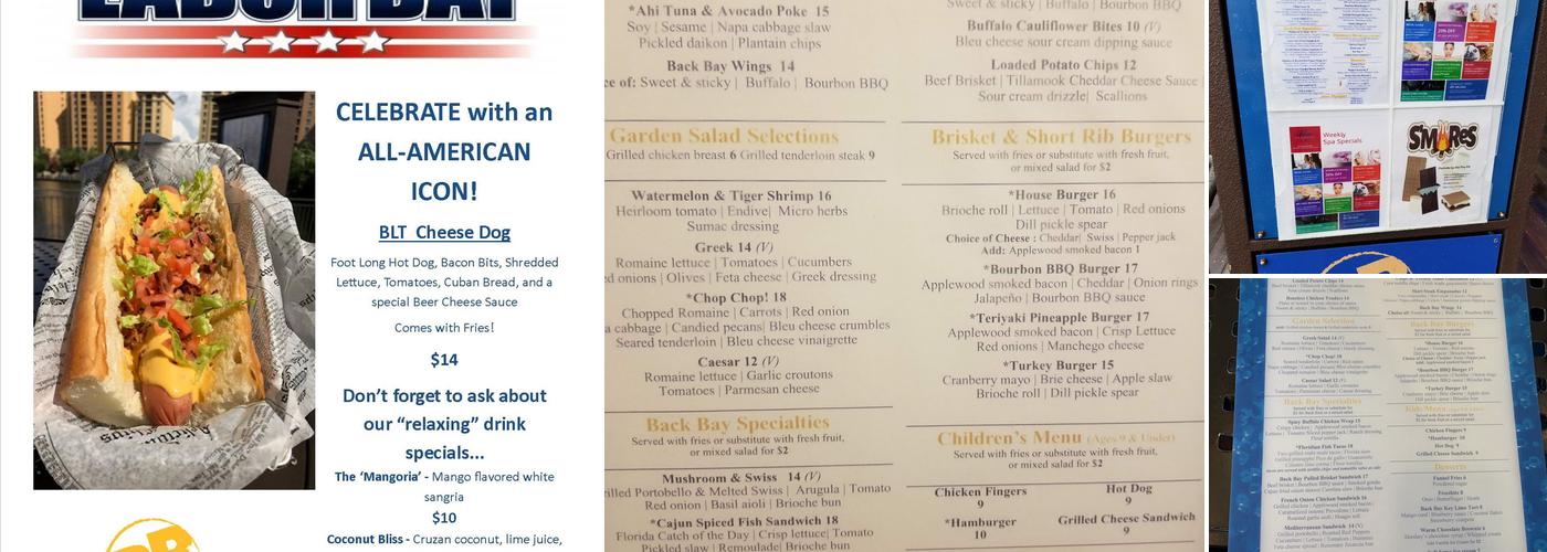 Back Bay Bar & Grill Menu