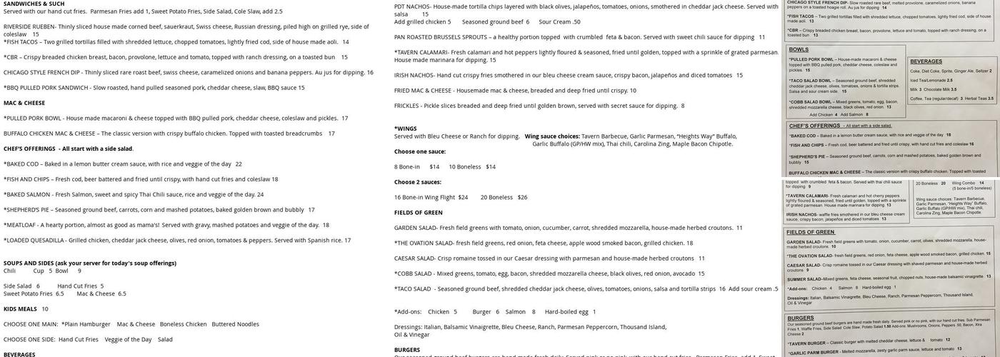 Parrott Delaney Tavern Menu