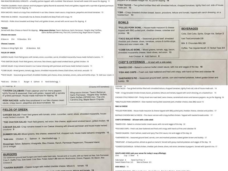 Parrott Delaney Tavern Menu