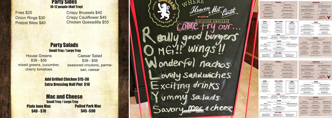 Rowley Grill and Tap Menu