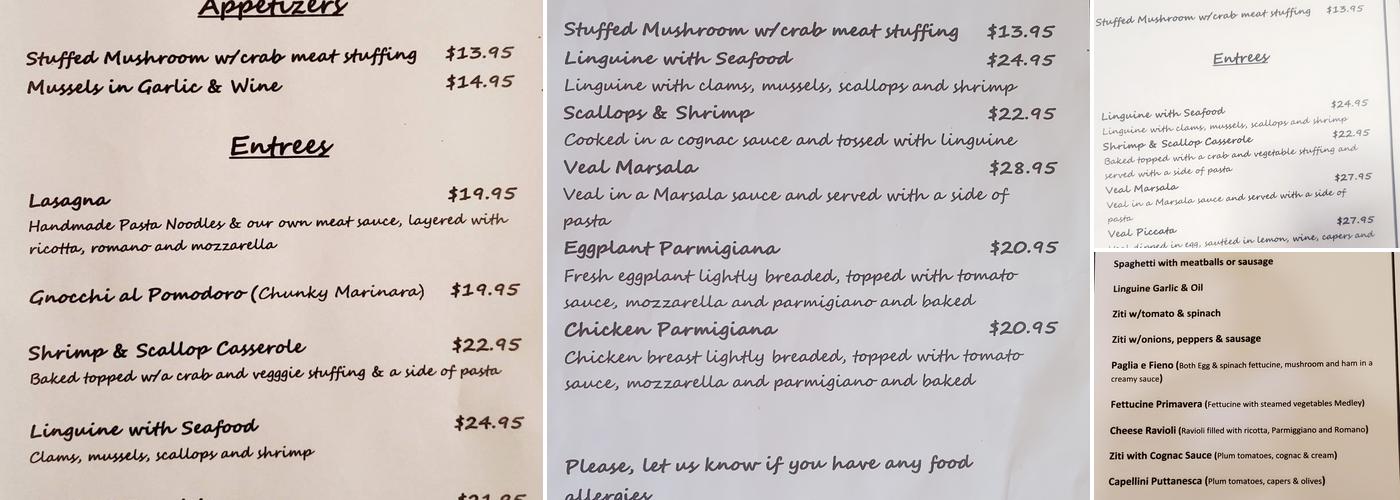 Monaco's Ristorante Menu