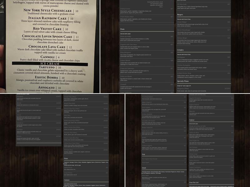 Mario's Tuscany Grill Menu
