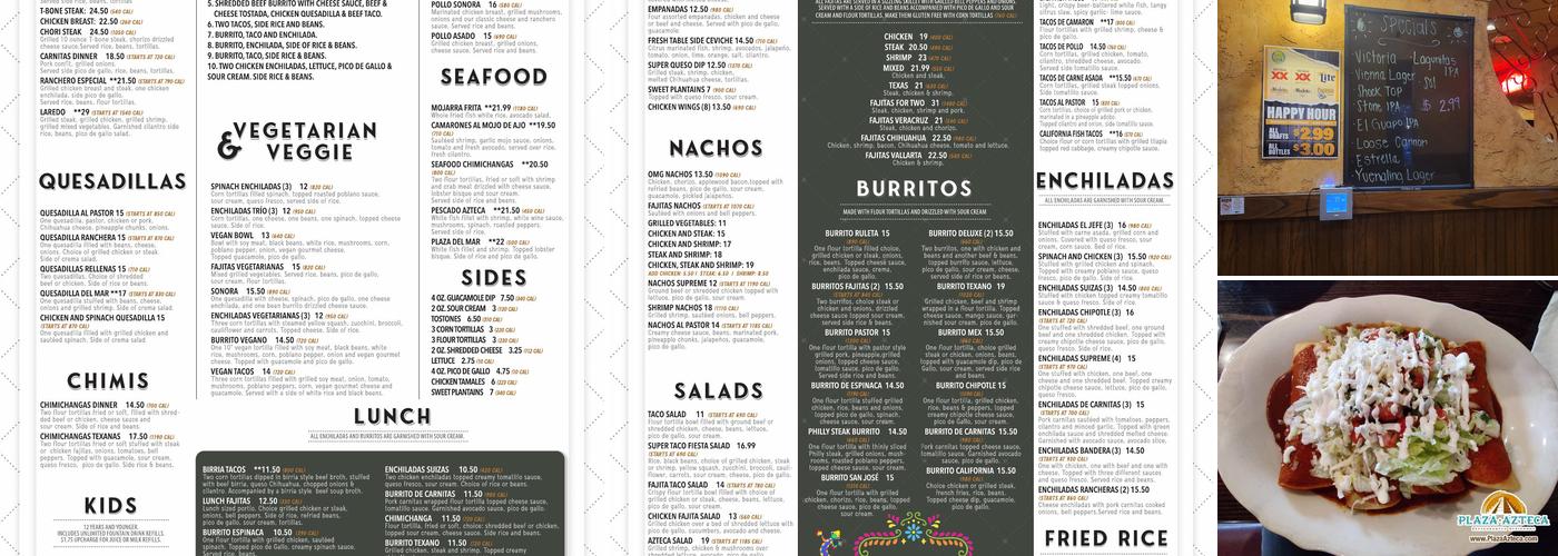 Plaza Azteca Menu