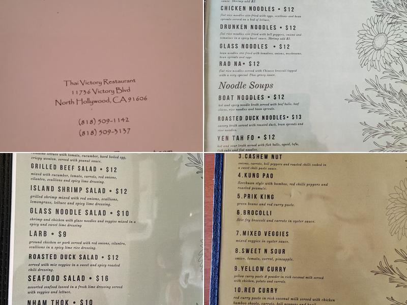 Thai Victory Menu